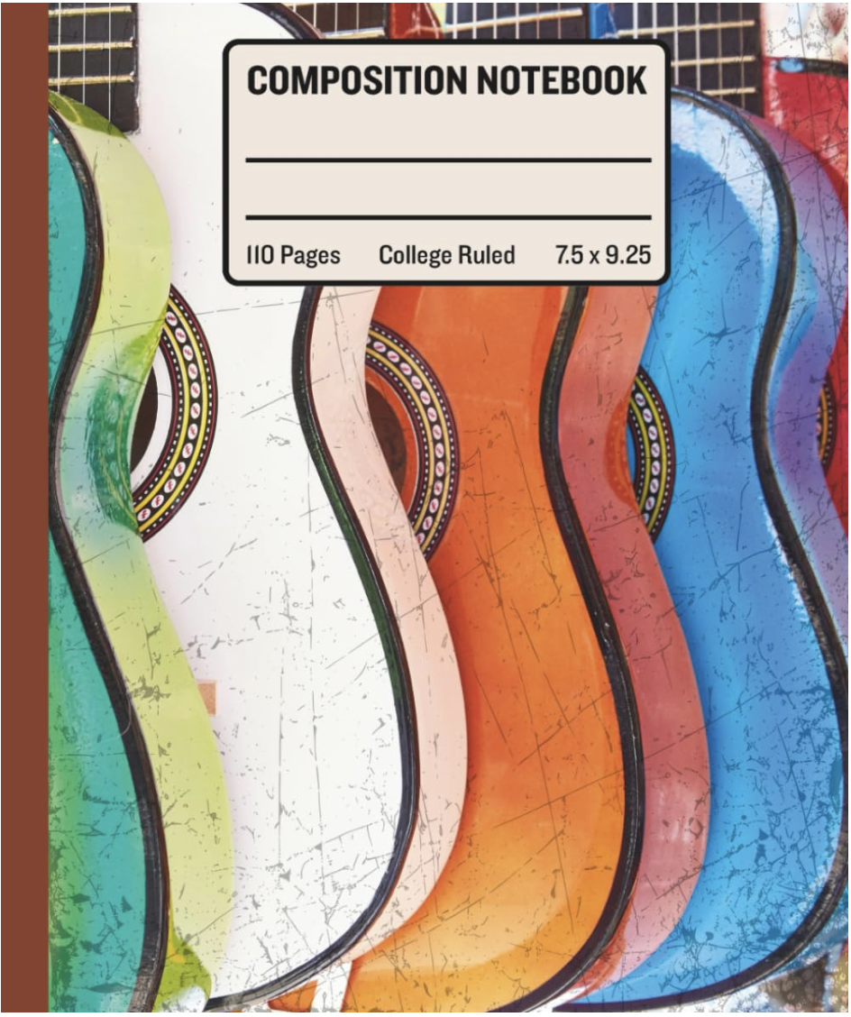 Composition Notebook – Retro Guitars: (College Ruled, 110 Pages, 7.5” × 9.25”)